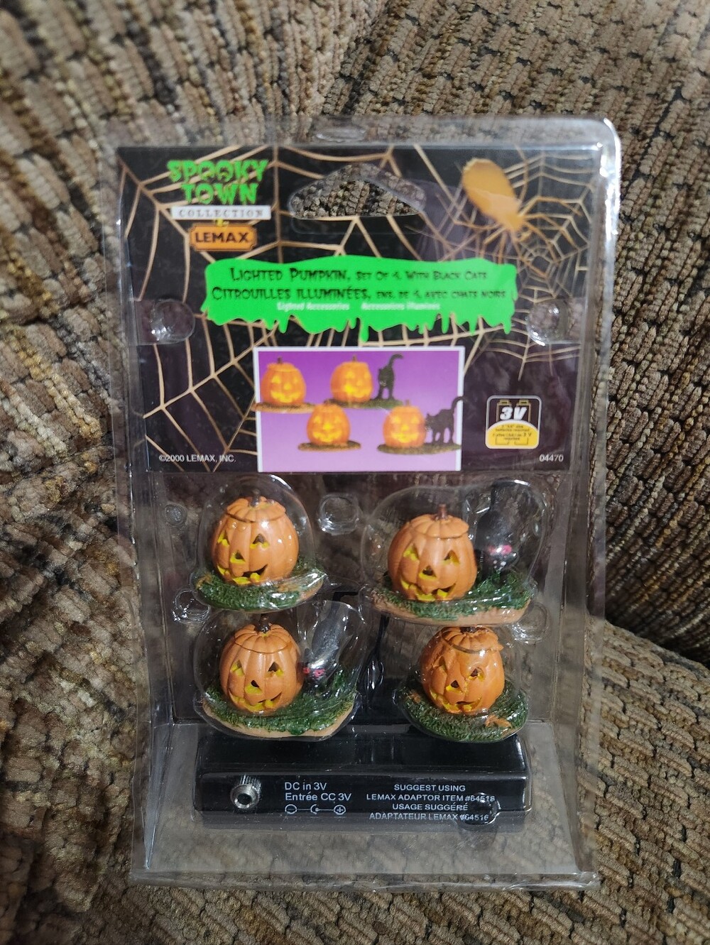 Vintage Lemax Spooky Town Pumpkin Black Cats Lights Up Halloween 04470 Retired